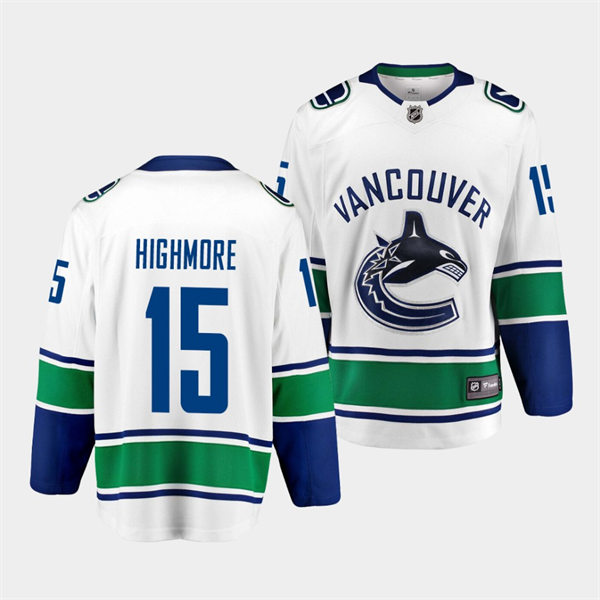 Men's Vancouver Canucks #15 Matthew Highmore adidas Away White Player Jersey Stitched