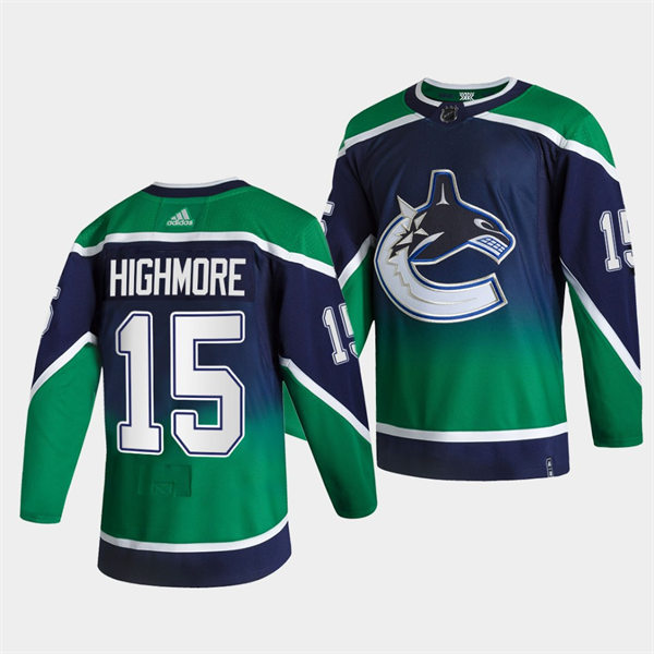 Men's Vancouver Canucks #15 Matthew Highmore adidas Blue 2021 Season Reverse Retro Jersey Stitched