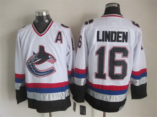 Men's Vancouver Canucks #16 Trevor Linden 1997-98 White CCM Vintage Throwback Jersey Stitched