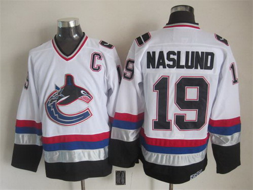 Men's Vancouver Canucks #19 Markus Naslund 1997-98 White CCM Vintage Throwback Jersey Stitched