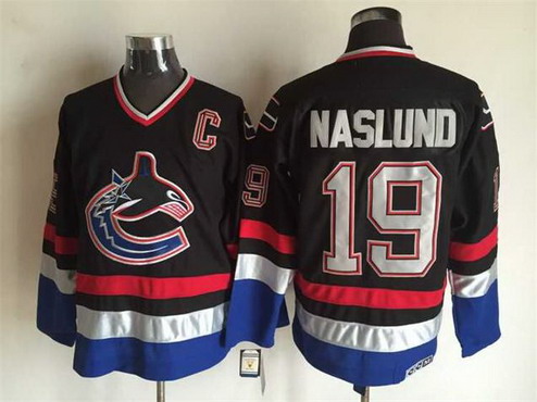 Men's Vancouver Canucks #19 Markus Naslund 2003-04 Black CCM Vintage Throwback Jersey Stitched