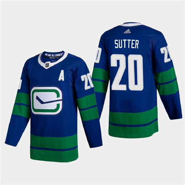 Men's Vancouver Canucks #20 Brandon Sutter 2020-21 Alternate Authentic Blue Jersey Stitched