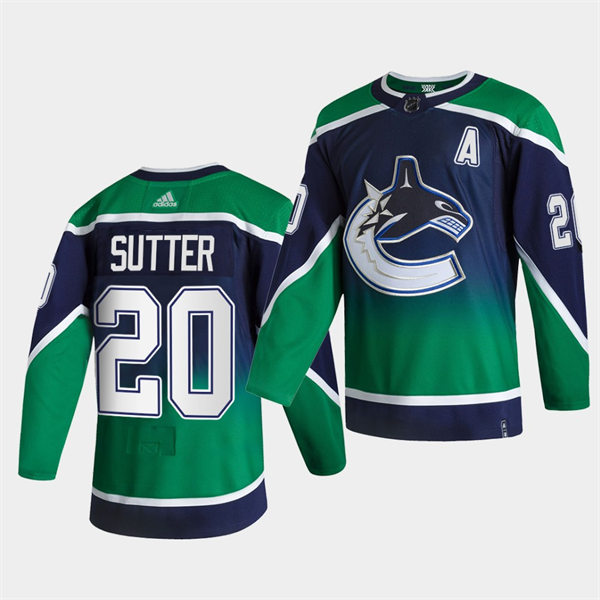 Men's Vancouver Canucks #20 Brandon Sutter adidas Blue 2021 Season Reverse Retro Jersey Stitched