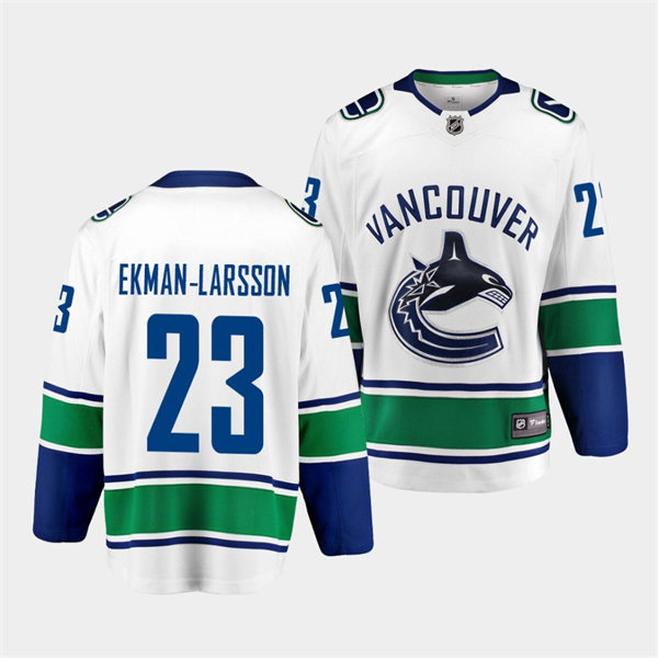Men's Vancouver Canucks #23 Oliver Ekman-Larsson adidas Away White Player Jersey Stitched