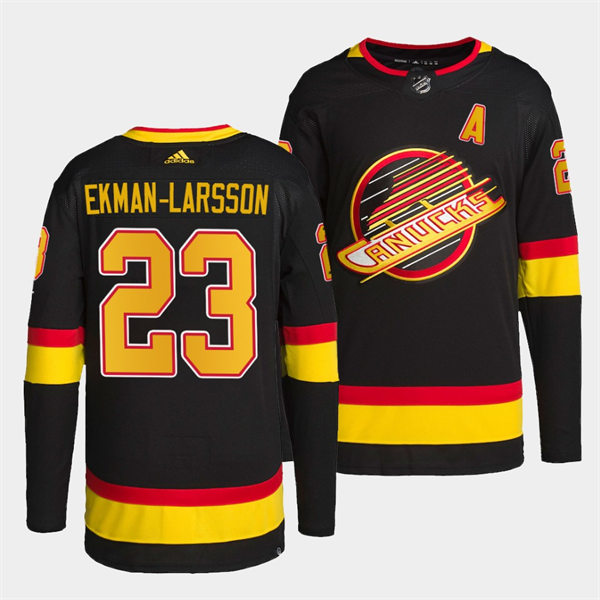 Men's Vancouver Canucks #23 Oliver Ekman-Larsson adidas Black 2019-20 Flying Skate Jersey Stitched