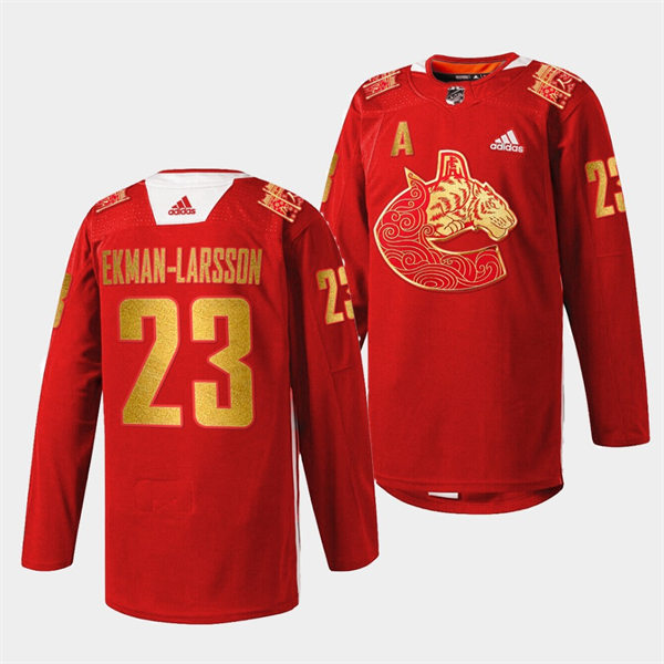 Men's Vancouver Canucks #23 Oliver Ekman-Larsson adidas Red 2021 Chinese New Year Jersey Stitched