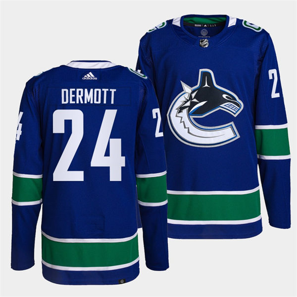 Men's Vancouver Canucks #24 Travis Dermott adidas Home Blue Player Jersey Stitched