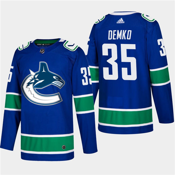 Men's Vancouver Canucks #35 Thatcher Demko Home Blue Authentic Player Jersey