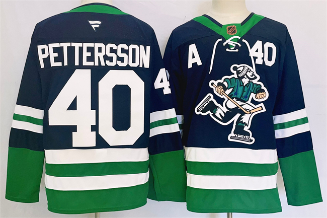 Men's Vancouver Canucks #40 Elias Pettersson Navy 2024 Reverse Retro Stitched