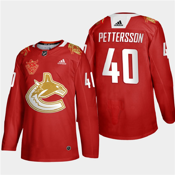Men's Vancouver Canucks #40 Elias Pettersson adidas 2021 Chinese New Year Red Jersey Stitched