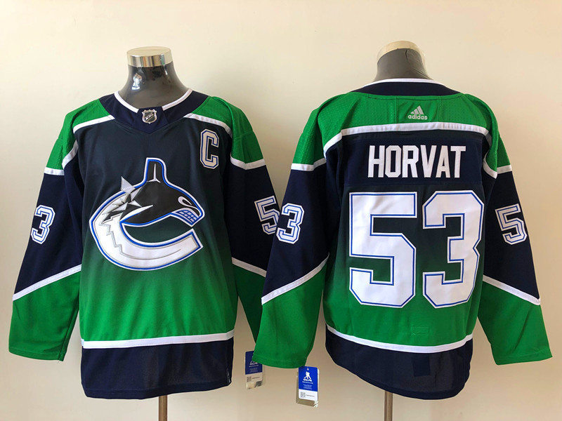Men's Vancouver Canucks #53 Bo Horvat adidas 2021 Season Reverse Retro Authentic Blue Jersey Stitched