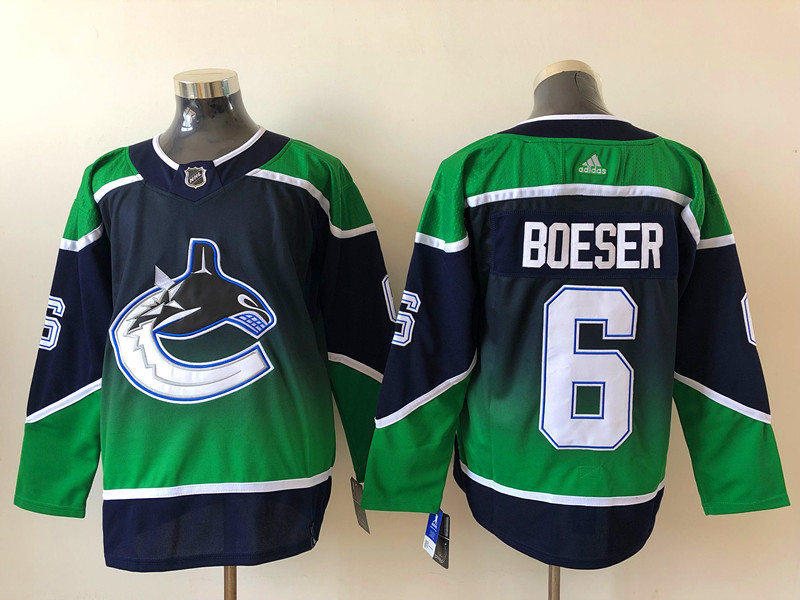 Men's Vancouver Canucks #6 Brock Boeser adidas 2021 Season Reverse Retro Authentic Blue Jersey Stitched