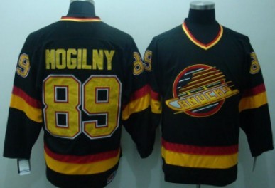 Men's Vancouver Canucks #89 Alexander Mogilny Black Throwback CCM Jersey Stitched