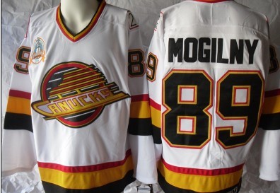 Men's Vancouver Canucks #89 Alexander MogilnyWhite Throwback CCM Jersey Stitched