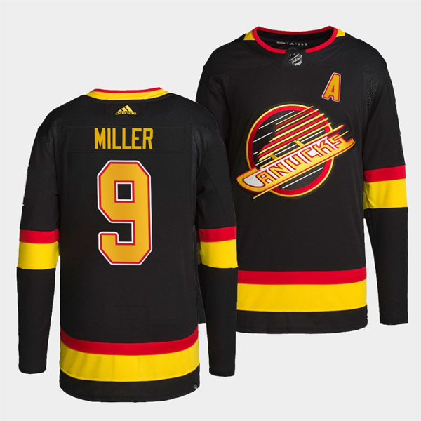 Men's Vancouver Canucks #9 J. T. Miller adidas Black 2019-20 Flying Skate Jersey Stitched