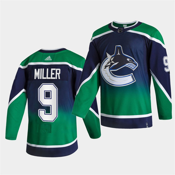 Men's Vancouver Canucks #9 J. T. Miller adidas Blue 2021 Season Reverse Retro Jersey Stitched