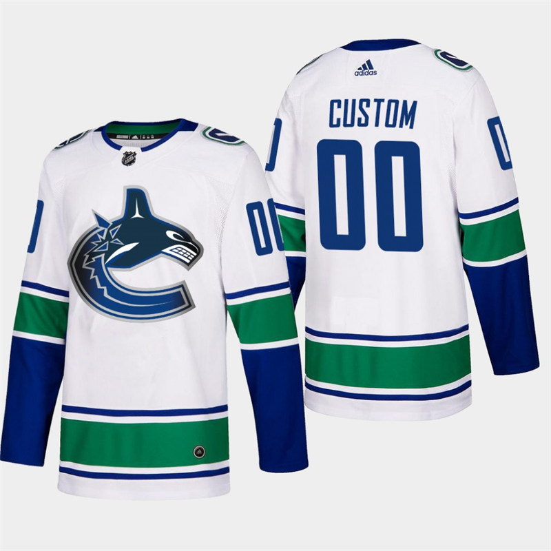 Men's Vancouver Canucks Custom adidas Away White Authentic Player Jersey Stitched