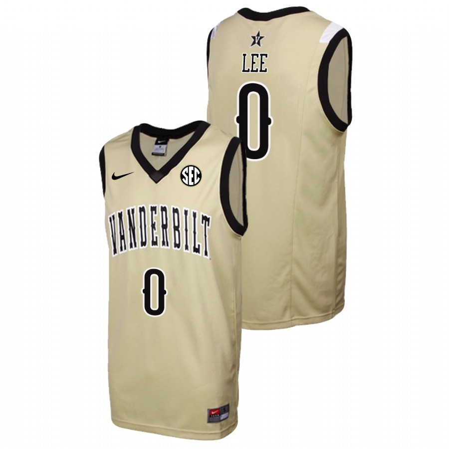 Men's Vanderbilt Commodores #0 Saben Lee Nike 2012-18 Gold College Basketball Jersey 