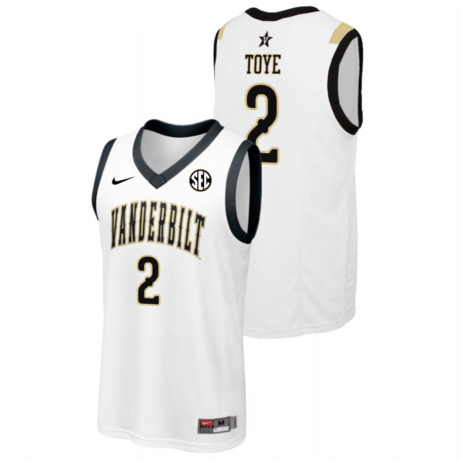 Men's Vanderbilt Commodores #2 Joe Toye Nike 2012-18 White College Basketball Jersey