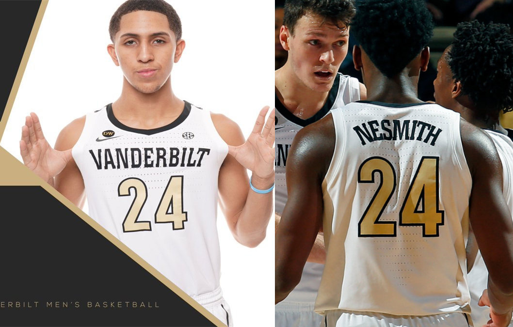 Men's Vanderbilt Commodores #24 Aaron Nesmith Nike 2020 White Gold College Game Basketball Jersey 