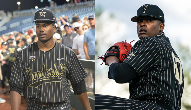 Men's Vanderbilt Commodores #80 Kumar Rocker Diamonds Nike Black Pinstripe College Game Baseball Jersey 