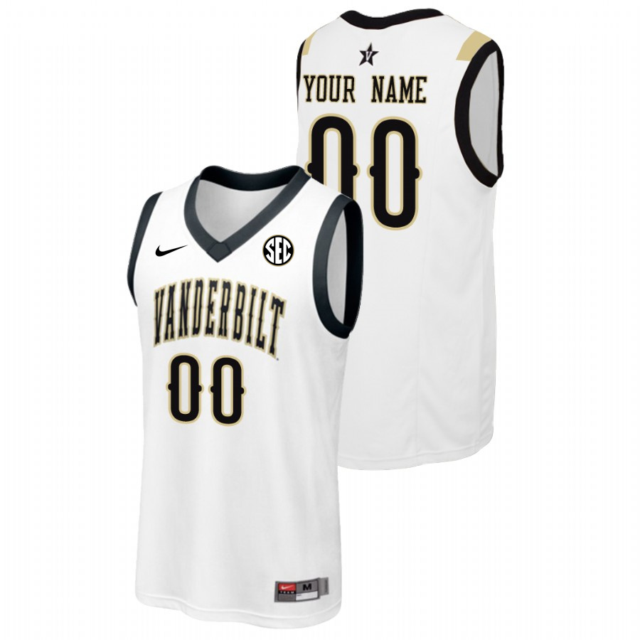 Men's Vanderbilt Commodores Custom Nike 2012-18 White College Basketball Jersey 