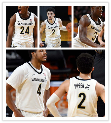 Men's Vanderbilt Commodores Custom Nike 2019 White Black College Game Basketball Jersey 