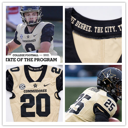 Men's Vanderbilt Commodores Custom Nike 2020 Gold Untouchable College Game Football Jersey 