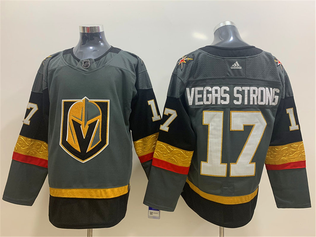 Men's Vegas Golden Knights #17 Vegas Strong Adidas Grey Jersey Stitched