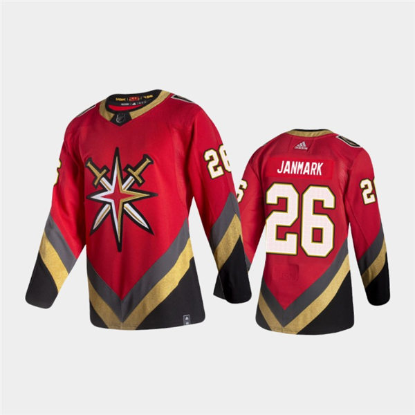 Men's Vegas Golden Knights #26 Mattias Janmark Adidas 2021 Red Reverse Retro Special Edition Jersey Stitched