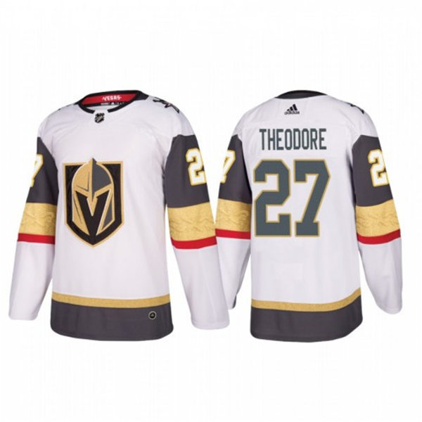 Men's Vegas Golden Knights #27 Shea Theodore Adidas Away White Jersey Stitched