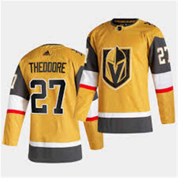 Men's Vegas Golden Knights #27 Shea Theodore Adidas Gold Alternate Jersey Stitched