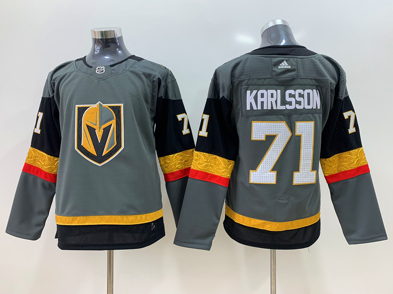 Men's Vegas Golden Knights #71 William Karlsson Adidas Grey Jersey Stitched