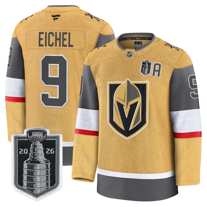 Men's Vegas Golden Knights 2026 Stanley Cup Patch Premium Jersey - All Stitched Jack Eichel