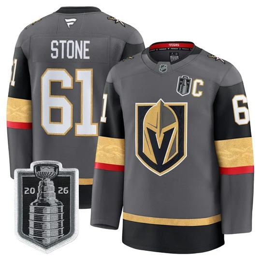Men's Vegas Golden Knights 2026 Stanley Cup Patch Premium Jersey - All Stitched Mark Stone # 61