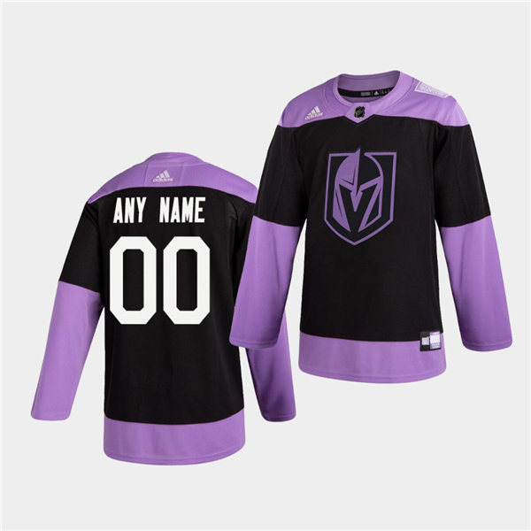 Men's Vegas Golden Knights Custom adidas Hockey Fights Cancer Practice Black Jersey Stitched