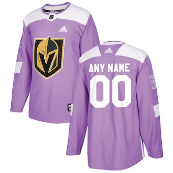 Men's Vegas Golden Knights adidas Purple 2018 Hockey Fights Cancer Custom Practice Jersey Stitched