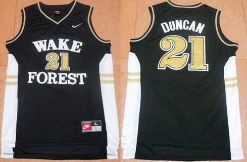 Men's Wake Forest Demon Deacons #21 Tim Duncan College Basketball Nike Black Swingman Jersey 
