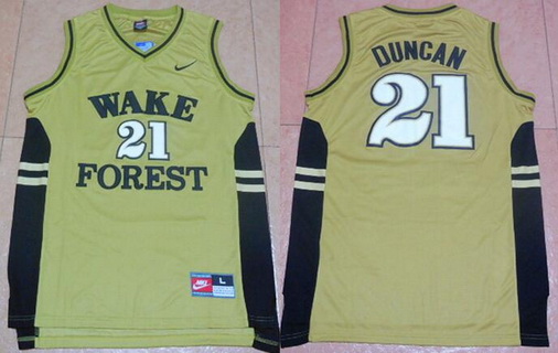 Men's Wake Forest Demon Deacons #21 Tim Duncan College Basketball Nike Gold Swingman Jersey 