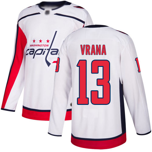 Men's Washington Capitals #13 Jakub Vrana adidas Away White Jersey Stitched