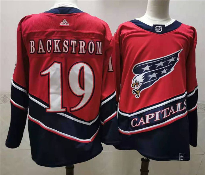Men's Washington Capitals #19 Nicklas Backstrom 2021 Red Adidas NHL REVERSE RETRO JERSEYS Stitched