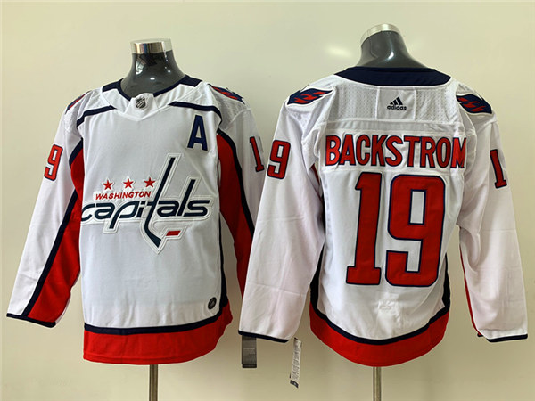 Men's Washington Capitals #19 Nicklas Backstrom adidas Away White Jersey