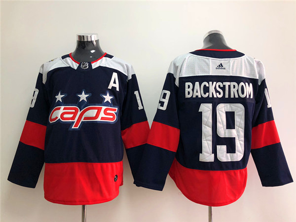 Men's Washington Capitals #19 Nicklas Backstrom adidas Navy 2018 Stadium Series Jersey