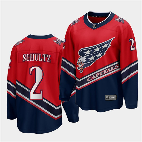 Men's Washington Capitals #2 Justin Schultz Red 2021 Reverse Retro Special Edition Jersey