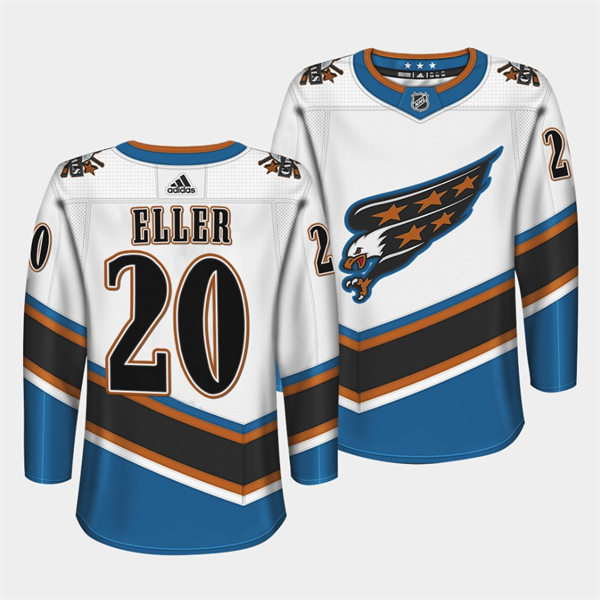 Men's Washington Capitals #20 Lars Eller Adidas White Screaming Eagle Retro Jersey Stitched