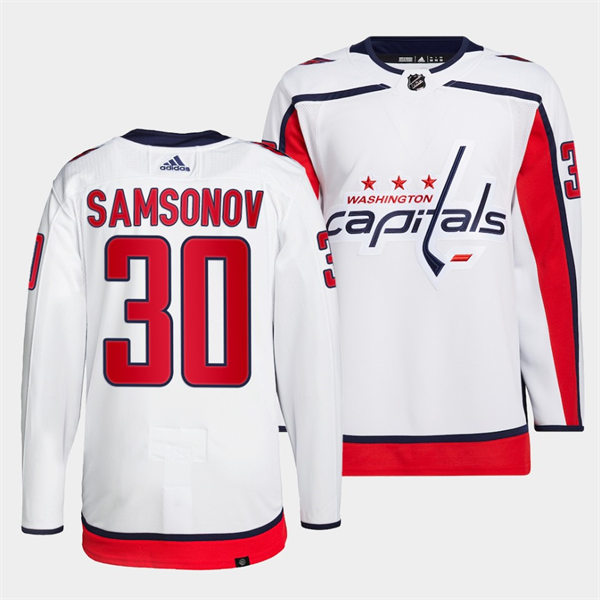 Men's Washington Capitals #30 Ilya Samsonov adidas Away White Jersey
