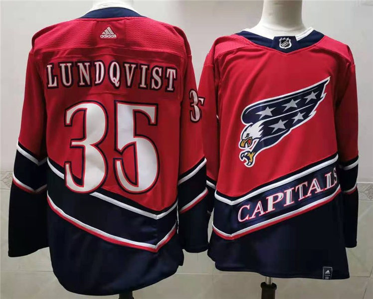 Men's Washington Capitals #35 Henrik Lundqvist 2021 Red Adidas NHL REVERSE RETRO JERSEYS Stitched