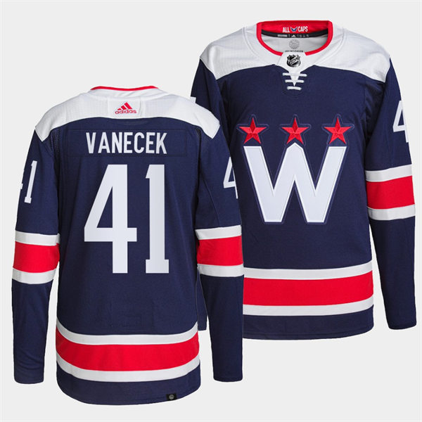 Men's Washington Capitals #41 Vitek Vanecek Navy Alternate Primegreen Player Jersey
