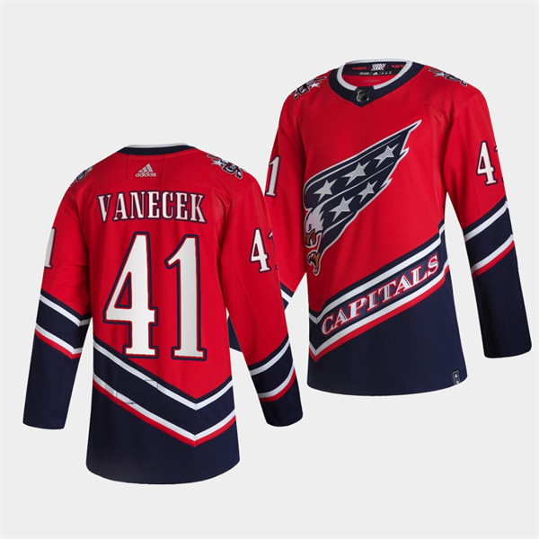 Men's Washington Capitals #41 Vitek Vanecek Red 2021 REVERSE RETRO JERSEYS