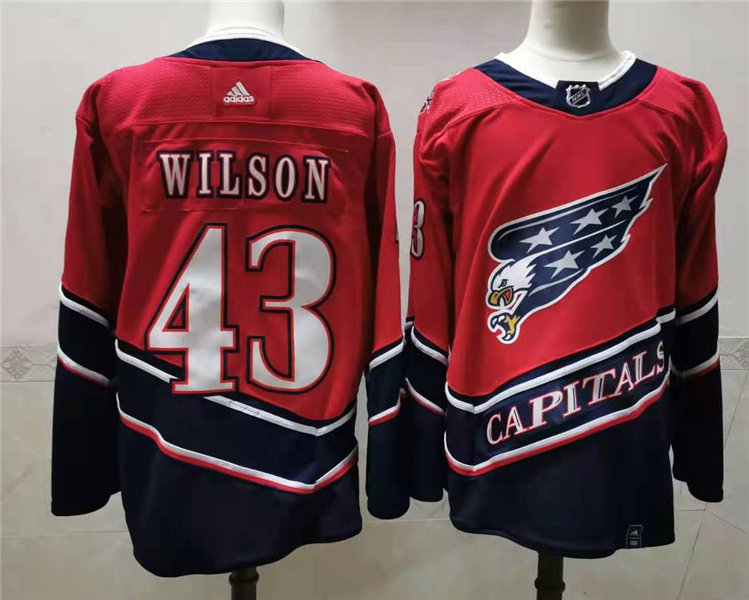 Men's Washington Capitals #43 Tom Wilson 2021 Red Adidas NHL REVERSE RETRO JERSEYS Stitched